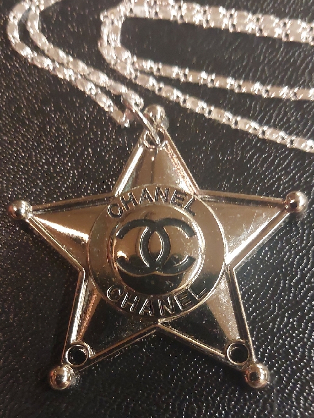 CC XL Silver Tone Star Charm Pendant 925 SS Necklace